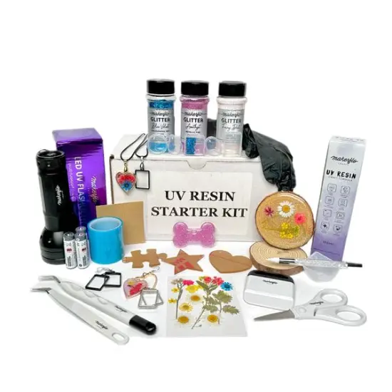 Makerflo UV Resin Complete Starter Kit for Beginners | UV Resin for Ornaments, Keychains, Jewellery, Home Decor {1}