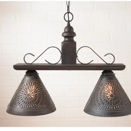 Wooden Wellington Medium Island Light in Black {4}