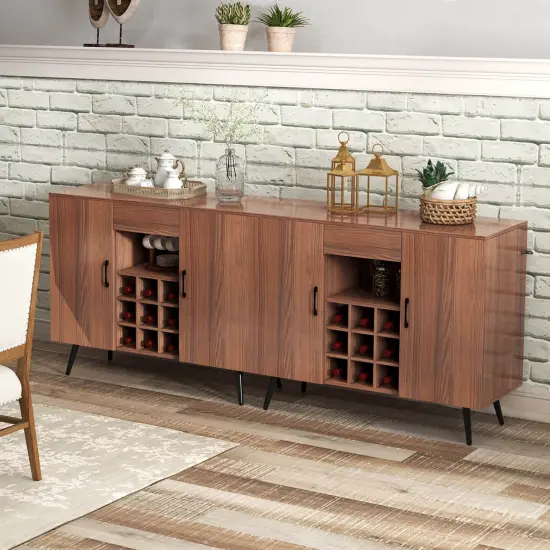 Costway Buffet Sideboard Cabinet Wine Bar Cabinet with Drawer & Adjustable Shelves {5}