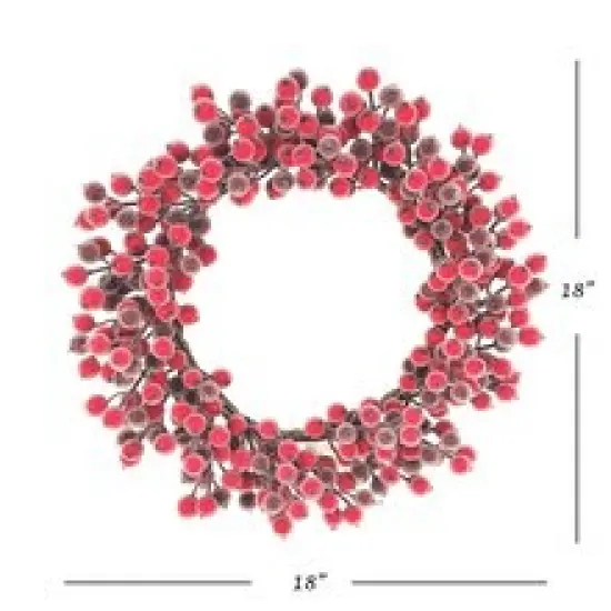 18" Vibrant Red Magic Berry Wreath with Lifelike Berries, Floral Home by Artificial Flowers {3}