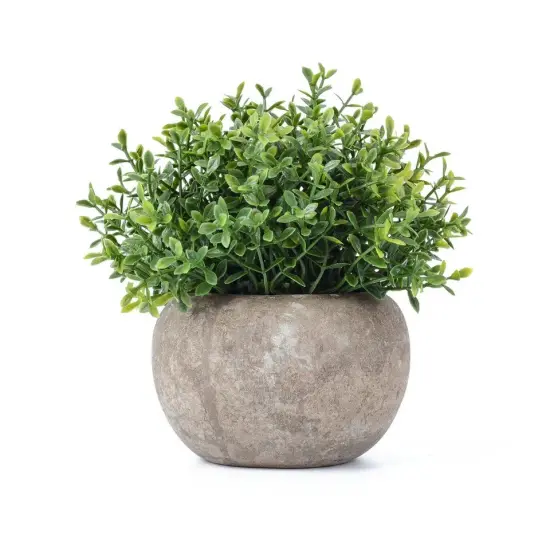 Artificial Plastic Potted Plant Mini Topiary Plants Desk Office Home Decor Leaf cover {1}