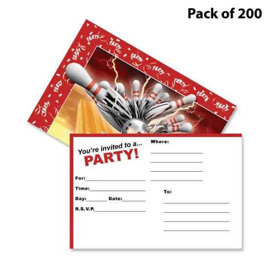 Party Postcard Invitations | Bowling Thunder 4 in x 6 in Plastic wrapped | RAHEEV&reg; {1}