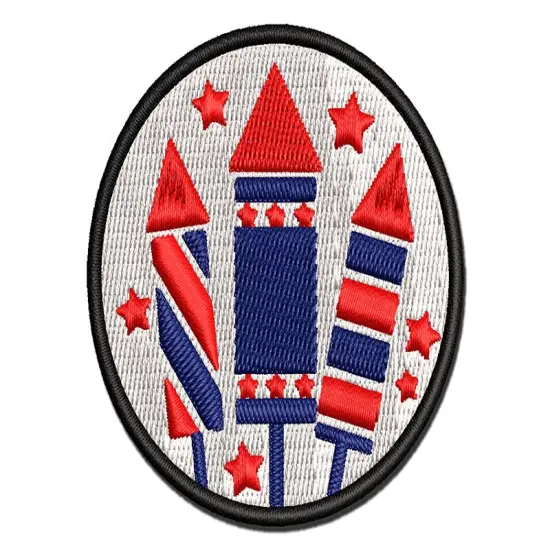 July 4th Independence Day Fireworks Patriotic USA Multi-Color Embroidered Iron-On or Hook & Loop Patch Applique {1}