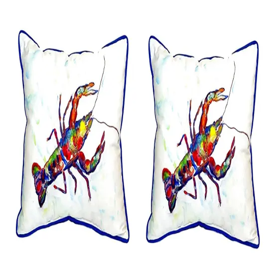 Pair of Betsy Drake Crayfish Large Indoor/Outdoor Pillows 16 Inch X 20 Inch {1}