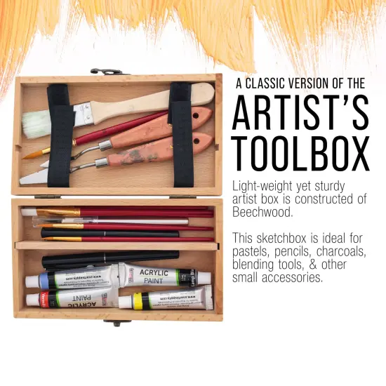 Small Beechwood Artist Tool and Brush Storage Box with Locking Clasp {4}