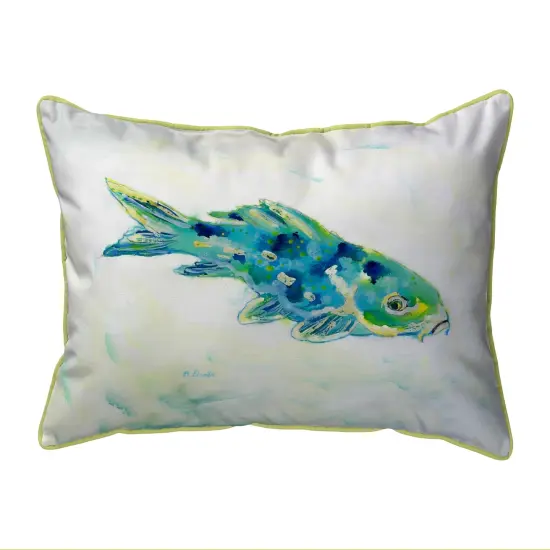Betsy Drake Blue Koi Large Indoor/Outdoor Pillow 16x20 Multicolor {1}