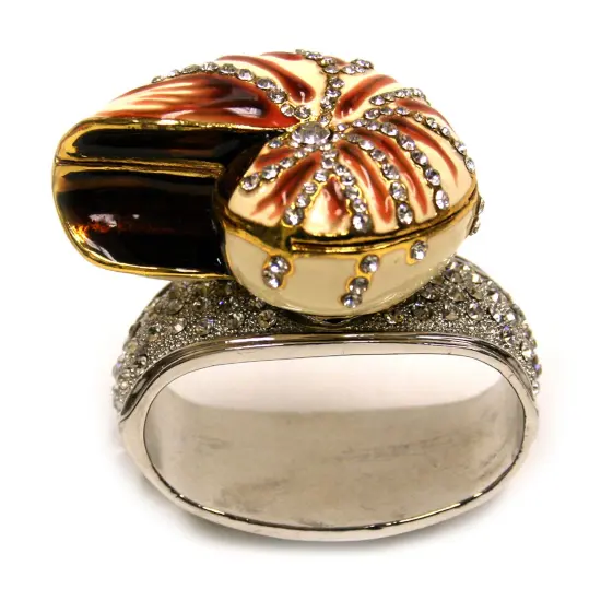 Set of 4 Rhinestone Encrusted Metal Nautilus Shell Napkin Rings {3}