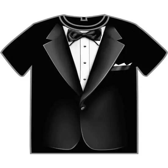 Adult Large Black Formal Tuxedo Suit Gentleman's Costume T-Shirt {1}