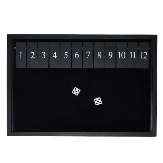 WE Games 12 Number Shut the Box Board Game, Black Stained Wood, 13.5 in. {5}