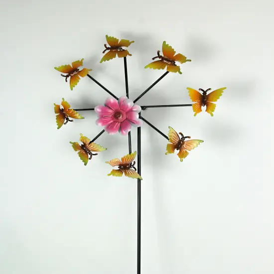 Metal Bugs Flower Kinetic Wind Spinner Garden Stake Outdoor Yard Decor Lawn Art {2}