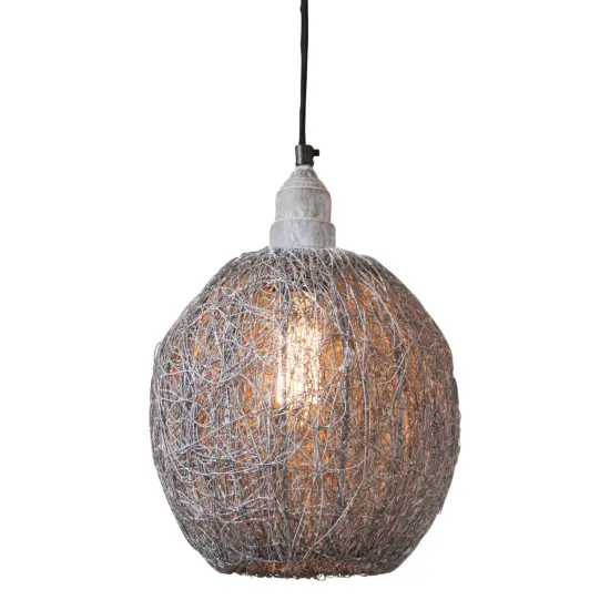 Nesting Wire Hanging Light Pendant in Weathered Zinc {1}