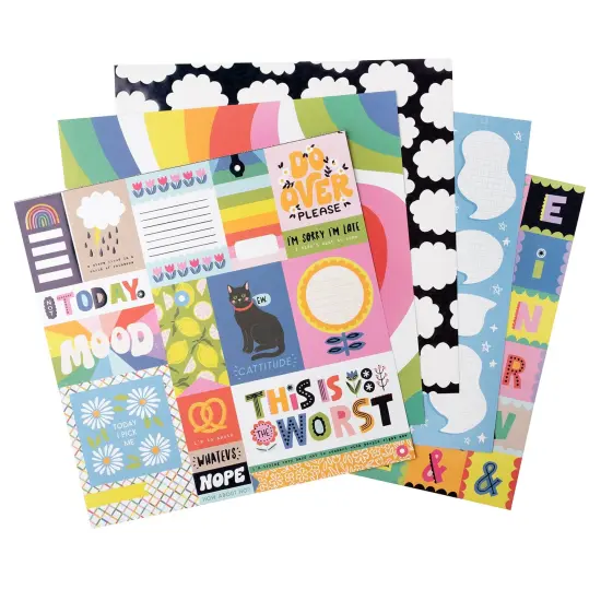 American Crafts Double-Sided Paper Pad 12"X12" 24/Pkg-Black Foil, Whatevs {4}