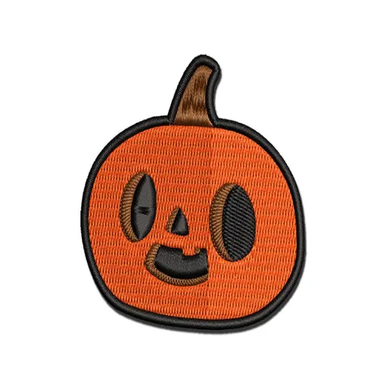 Adorable Jack O Lantern Pumpkin Head Multi-Color Embroidered Iron-On or Hook & Loop Patch Applique {1}