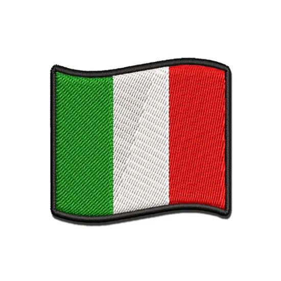 Italy with Waving Flag Cute Multi-Color Embroidered Iron-On or Hook & Loop Patch Applique {1}