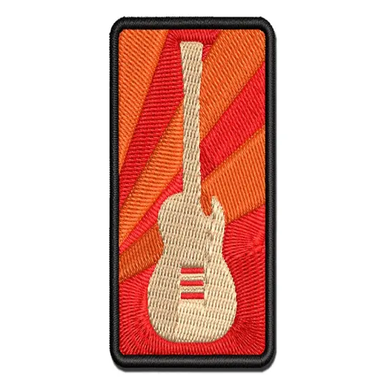 Electric Guitar Silhouette Multi-Color Embroidered Iron-On or Hook & Loop Patch Applique {1}