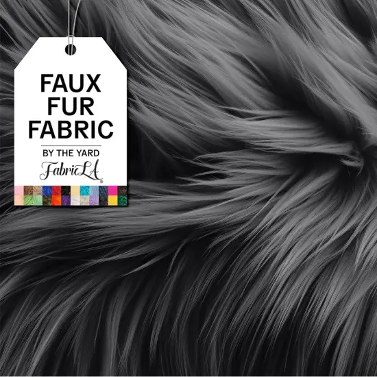 FabricLA | Shaggy Faux Fur | Fabric by The Yard | 72" X 60" Inch Wide | Craft Furry Fabric | Sewing, Apparel, Rugs, Pillows & More | Faux Fluffy Fabric | Dark Gray, 2 Yard {1}