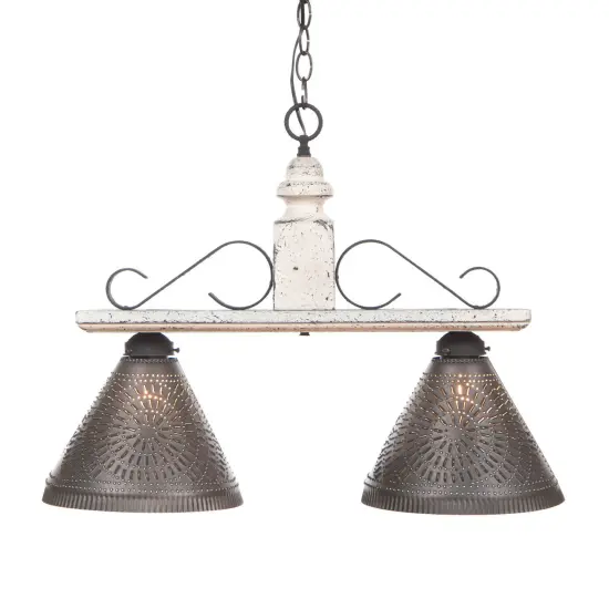 Wooden Wellington Medium Island Light in Vintage White {1}