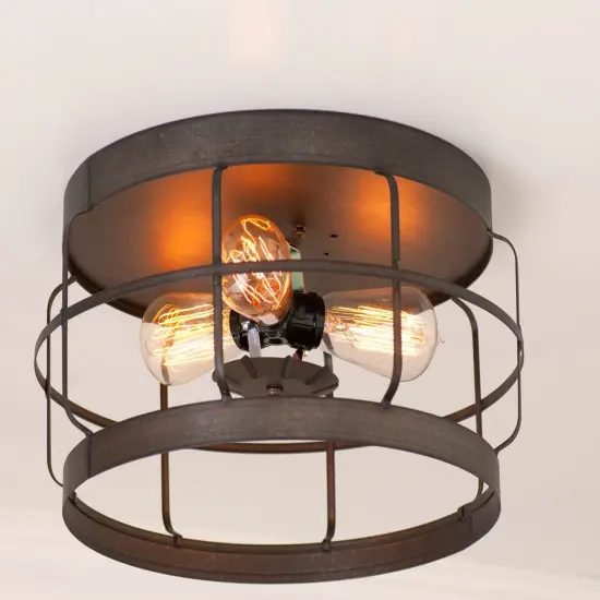 Irvins Country Tinware 13-Inch Round Strap Flush Mount Ceiling Light {4}