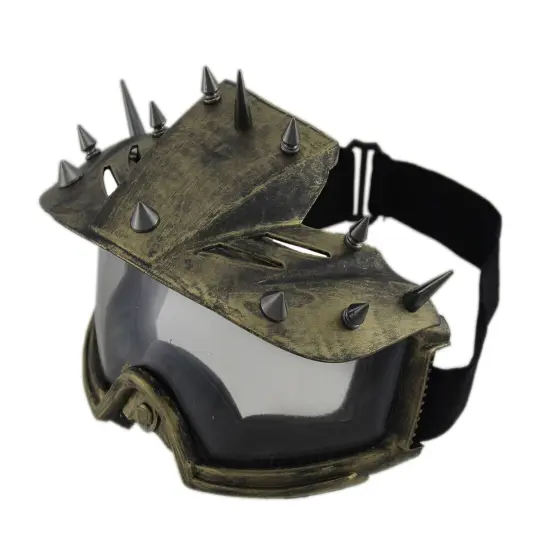 Spiked Metallic Steampunk Padded Motorcycle Goggles Adult Costume Mask {2}