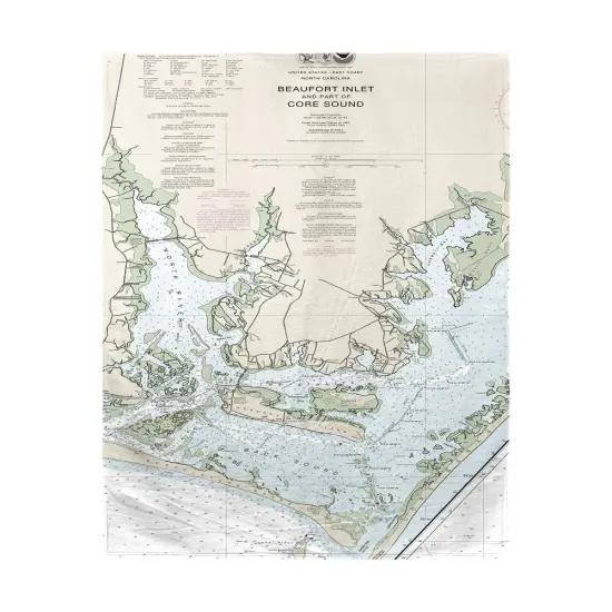 Betsy Drake Beaufort Inlet and Part of Core Sound, NC Nautical Map Beach Towel Multicolor {1}