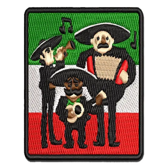 Mariachi Band Mexican Musical Group Multi-Color Embroidered Iron-On or Hook & Loop Patch Applique {1}