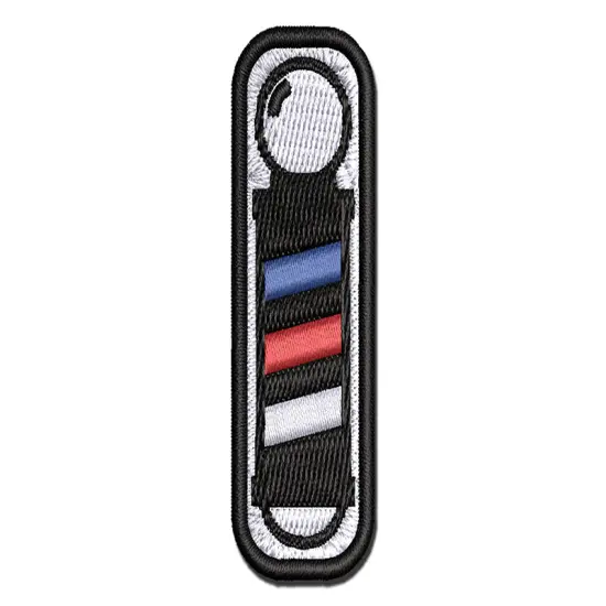Barber Pole Icon Multi-Color Embroidered Iron-On or Hook & Loop Patch Applique {1}