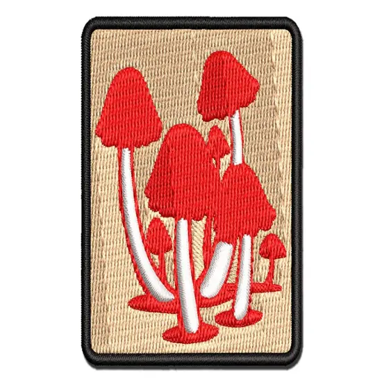 Cluster of Magical Whimsical Little Mushrooms Multi-Color Embroidered Iron-On or Hook & Loop Patch Applique {1}