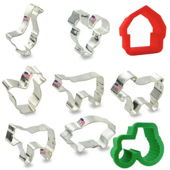 CookieCutter.Com Brand Miniature Farm Animals Cookie Cutter 9 Pc Set. USA Tin Plate Steel {2}