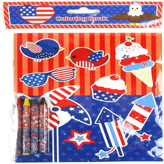 TINYMILLS Patriotic I Love USA Coloring Books Set with Crayons-Patriotic Party Favors with 12 Coloring Books and 48 Crayons, {5}