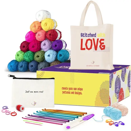 43 Piece Crochet Kit with Yarn Crochet Hooks & Accessories Beginners Crochet Set {1}
