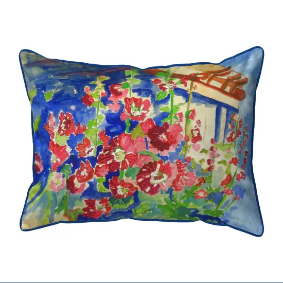 Betsy Drake Hollyhocks Extra Large 20 X 24 Indoor / Outdoor Pillow {1}