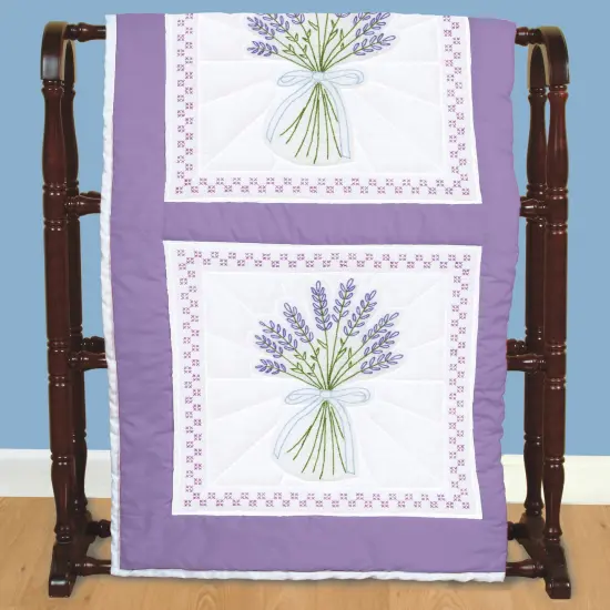 Jack Dempsey Stamped White Quilt Blocks 18"X18" 6/Pkg-Lavender {2}