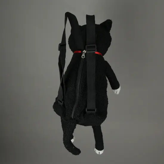 Cute Furry Plush Black Cat Mini Backpack Stuffed Animal Shoulder Fashion Bag {4}