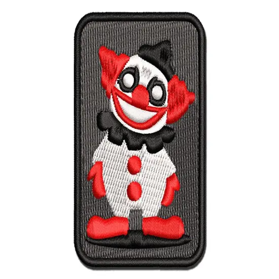 Creepy Spooky Little Grinning Clown Horror Multi-Color Embroidered Iron-On or Hook & Loop Patch Applique {1}