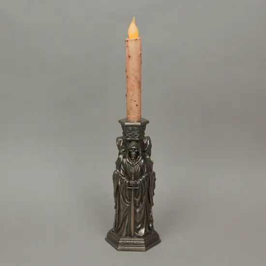 The Deaths Macabre Triple Skeleton Grim Reaper Single Taper Candle Holder {3}