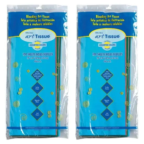 Deluxe Bleeding Art Tissue, Assorted 20 Colors, 20" x 30", 100 Sheets Per Pack, 2 Packs {1}