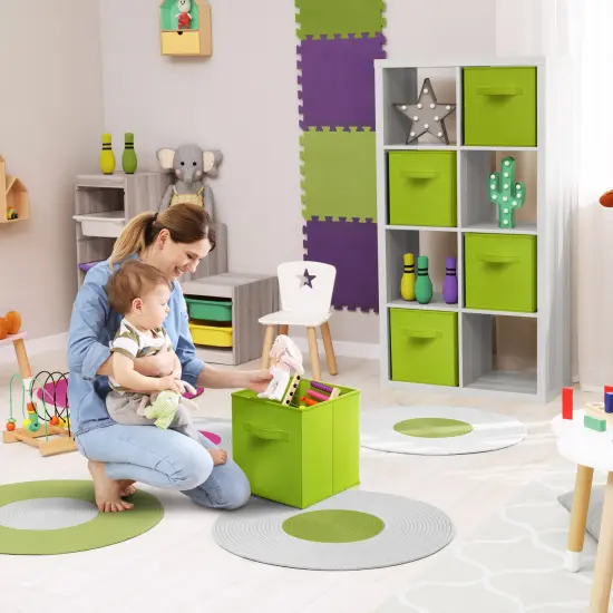 Sorbus 8 Pack 11 Inch Foldable Storage Cubes with Handles- for Organizing Home, Shelves, Nursery, Playroom, Closet and More Gray {9}