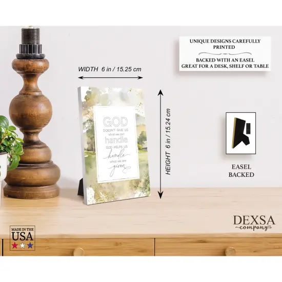 God Doesn't Give Us Wood Plaque with Easel and Hook Wall Tabletop Art - 6 inches x 9 inches {5}