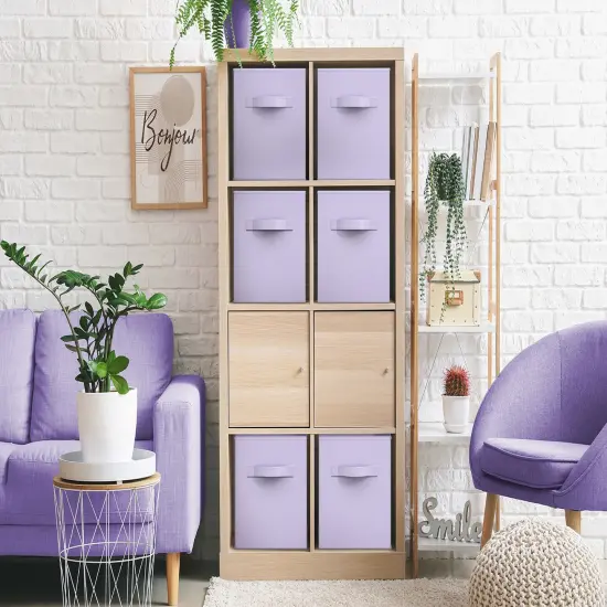 Sorbus 6 Pack 13 Inch Foldable Storage Cubes with Handles- for Organizing Home, Shelves, Nursery, Playroom, Closet and More Pastel Purple {3}