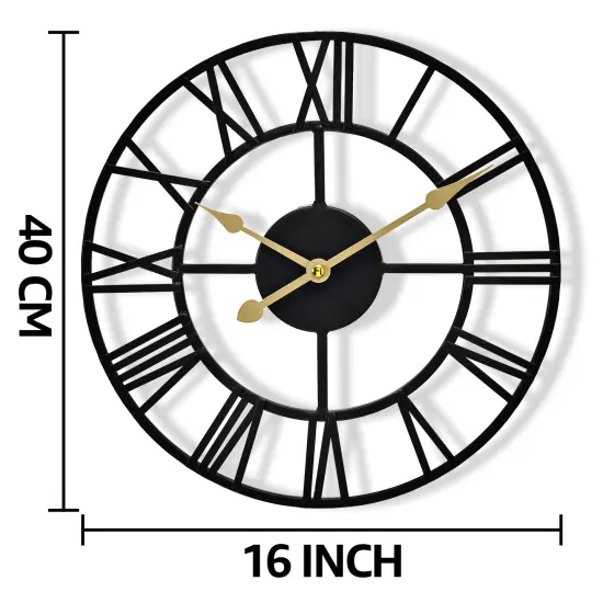 Sorbus 16" Oversized Black Metal Decorative Analog Round Wall Clock - Beautifully decorate any wall space in the household {9}