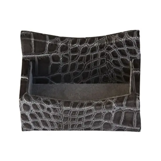 Protacini Castlerock GrayItalian Patent Leather Business Card Holder {1}