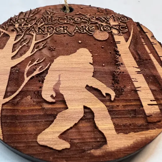 Not all Who Wander are Lost WINTER SASQUATCH - Cedar Ornament {4}