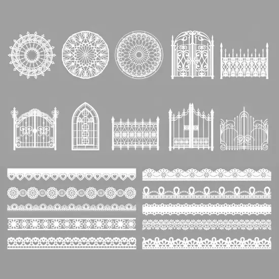 Wrapables Hollow Lace Paper for Arts & Crafts, Scrapbooking, Stationery, Photo Albums (Set of 2) Gates & Lace {1}