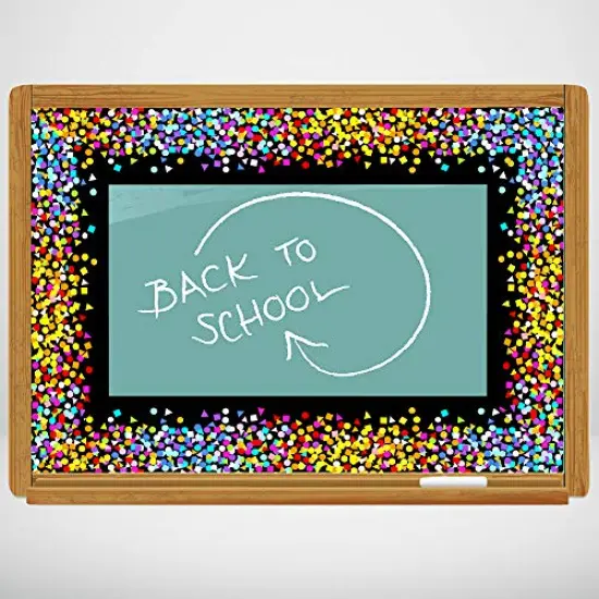 52.5 ft Bulletin Board Borders Confetti Border for Classroom Decoration, Confetti on Black {3}