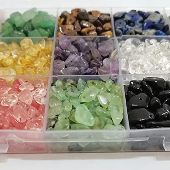 1888 Pieces Natural Chip Stone Beads About 500g Irregular Gemstones Healing Crystal Loose Rocks Bead Hole Drilled DIY for Bracelet Jewelry Making Crafting (5-8mm, 15 Color Mix-S1) {6}