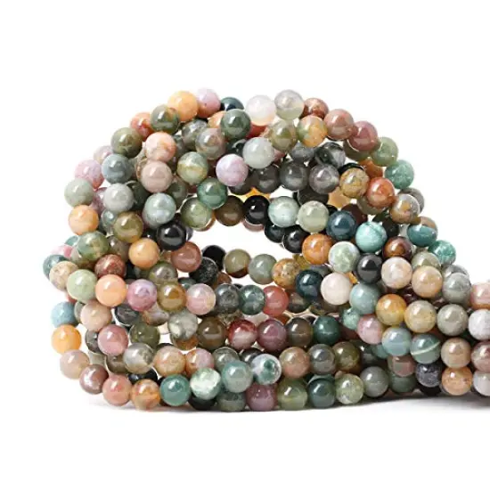 60 Pieces 6mm Natural Indian Agate Gemstone Round Loose Beads for Jewelry Making DIY 1 Strand 15" {2}