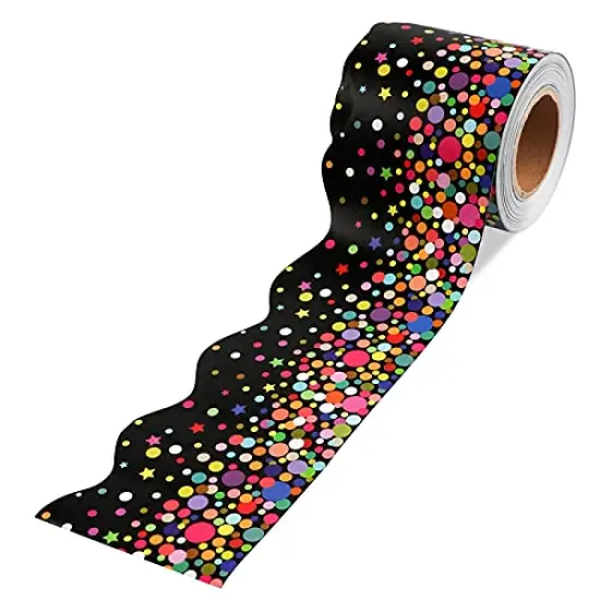 64 Feet Confetti Bulletin Board Borders - Scalloped Trim for Classroom Decoration {2}