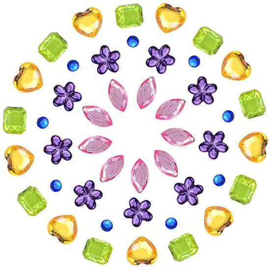 JPSOR 900pcs Craft Gemstone Acrylic Flatback Rhinestones Jewels for Crafting Embellishments Gems, 9 Shapes, 6-13mm {5}