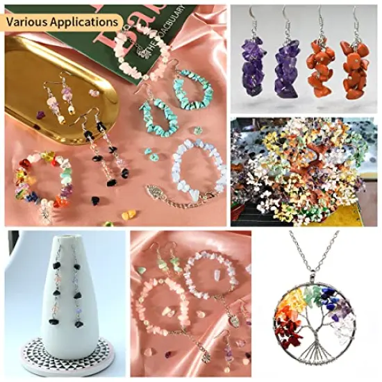2800 PiecesCrystal Beads for Jewelry Making, Natural Crystal Bead Gemstone Chip Beads for Earring Ring Making Kit with Spacer Beads Earring Hooks Pendants Charms Wire String for DIY Bracelets Beading Kit {6}