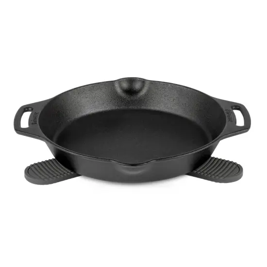 Petromax Silicone Trivet for Dutch Ovens and Pans, Cold and Heat Resistant Non-Slip Base Protection with Lid Grooves for Kitchen and Campsite, 12.6 inch diameter, Black {4}